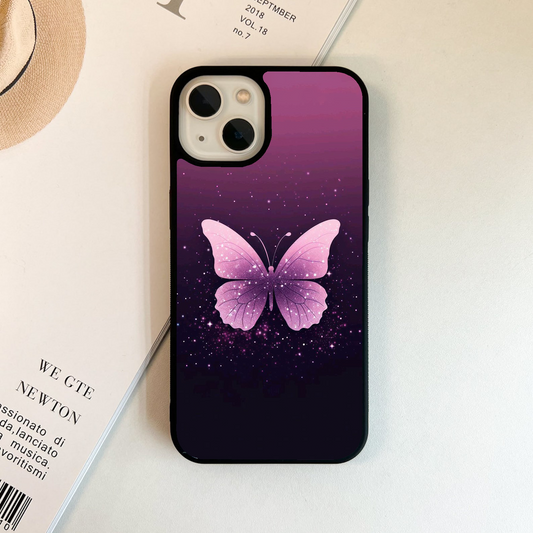 Cute Starry Butterfly Glass Case