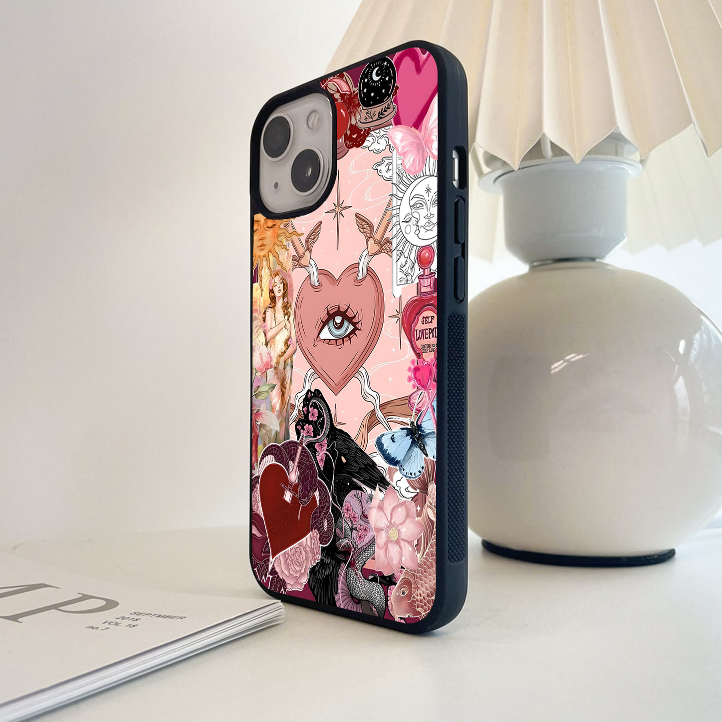 Celestial Romance Collage Glass Case