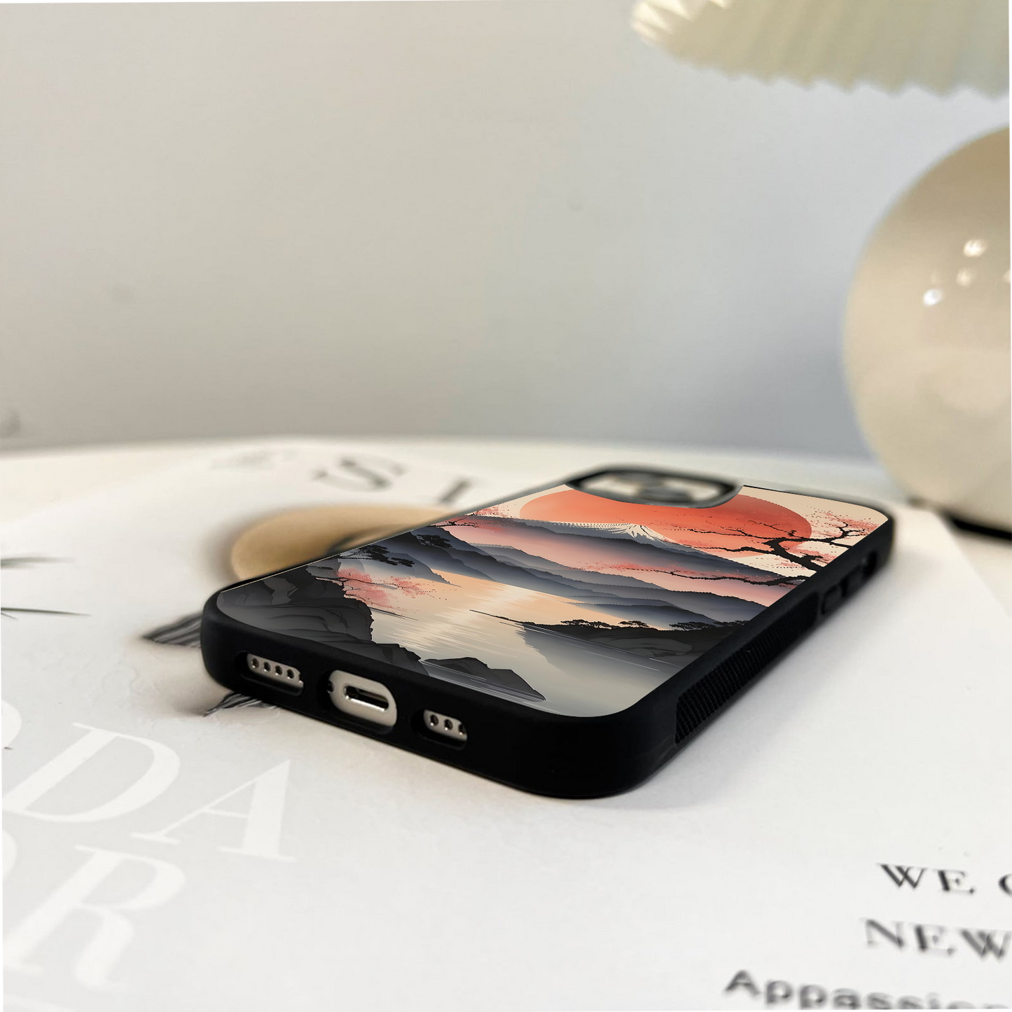 Mountains and Red Sun Glass Case