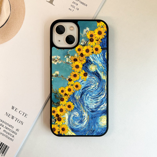 Starry Sunflower Symphony Glass Case