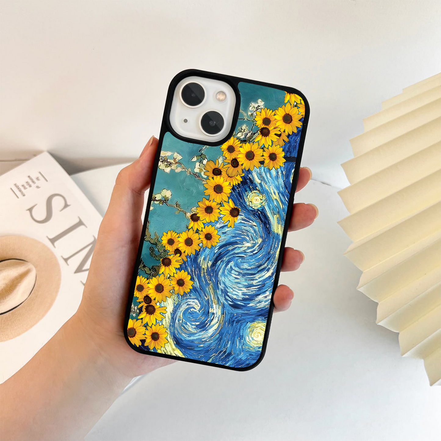 Starry Sunflower Symphony Glass Case