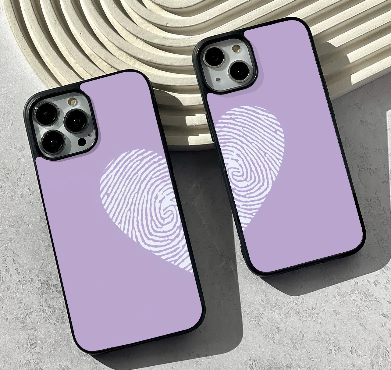 Couple Heart Printed Glass Case ( 2 FREE Keychains )