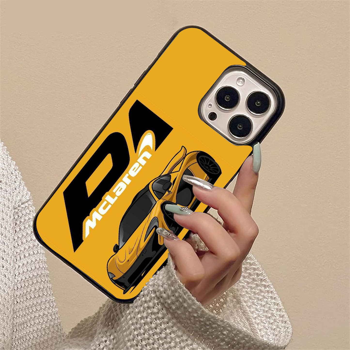 Racing Car Yellow Glass Case
