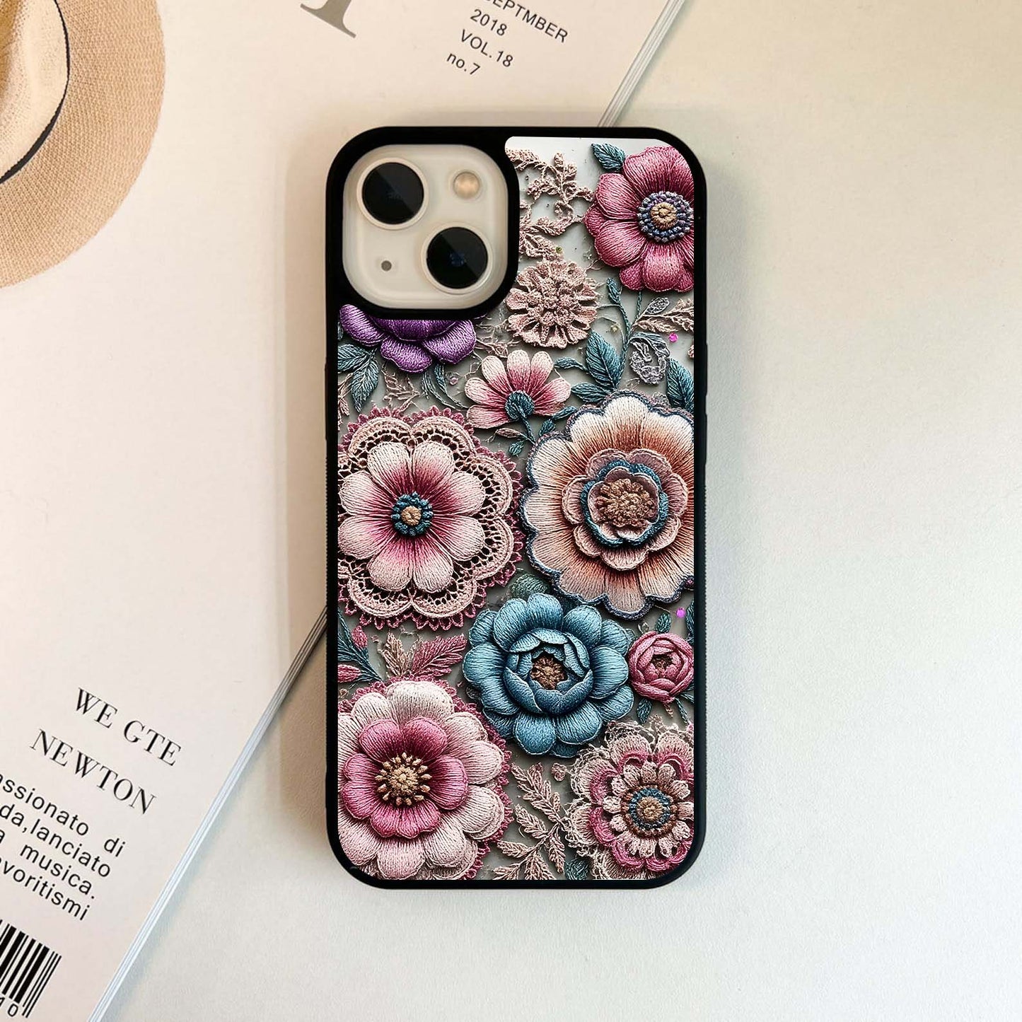 Threaded Blossoms Rose Glass Case