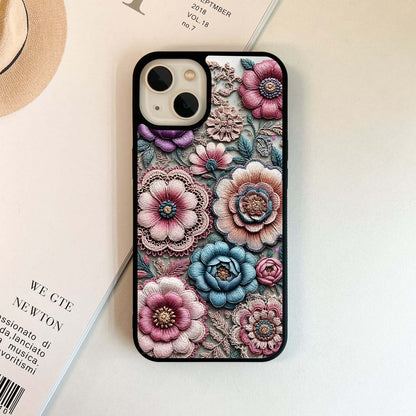 Threaded Blossoms Rose Glass Case