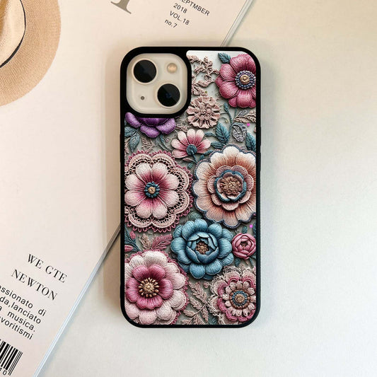 Threaded Blossoms Rose Glass Case