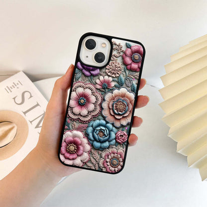 Threaded Blossoms Rose Glass Case