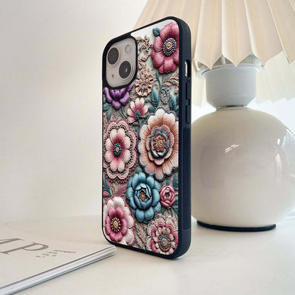Threaded Blossoms Rose Glass Case