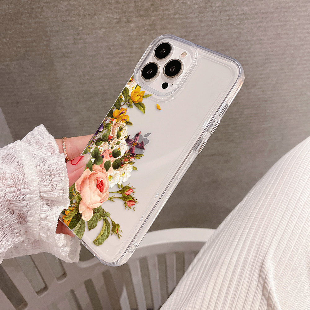Side Floral Bouquet Clear Silicon Cover
