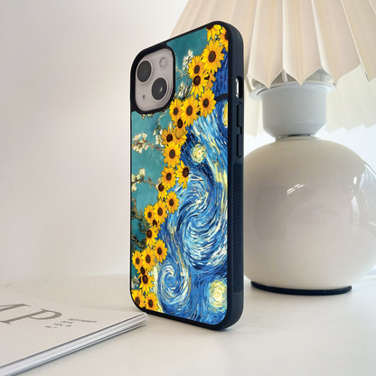Starry Sunflower Symphony Glass Case