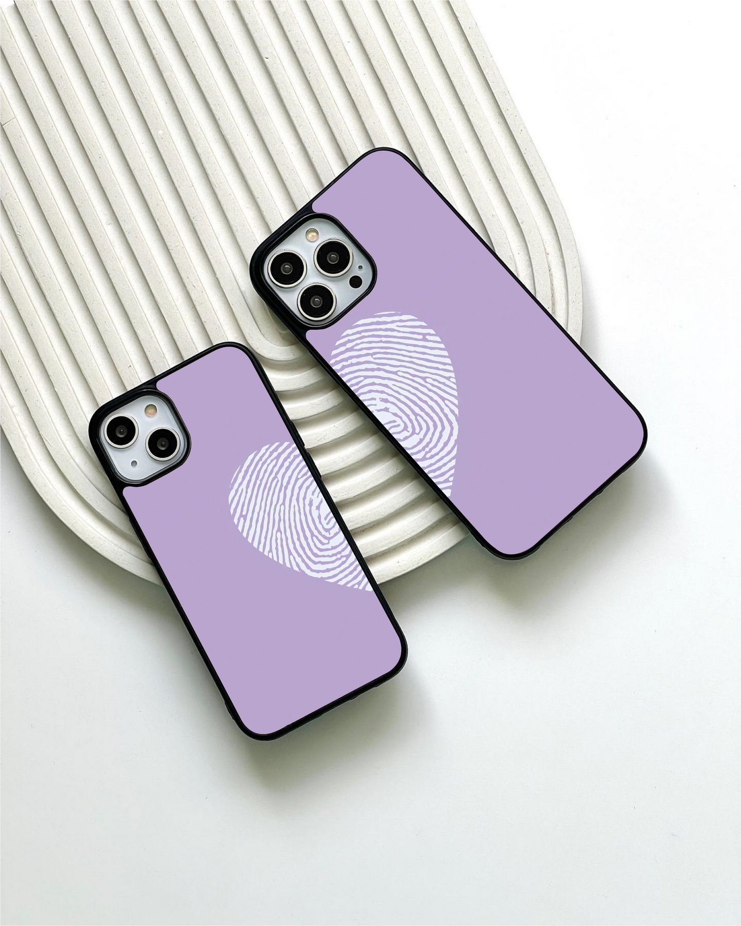 Couple Heart Printed Glass Case ( 2 FREE Keychains )