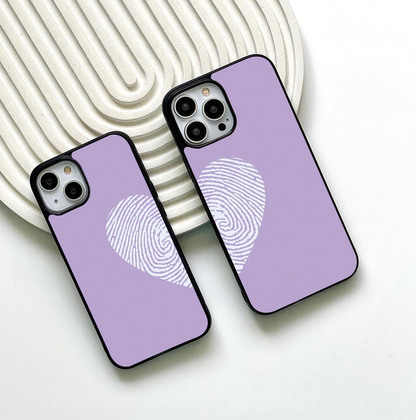 Couple Heart Printed Glass Case ( 2 FREE Keychains )