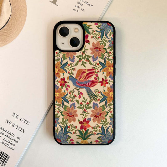 Tropical Folk Art Bird Glass Case