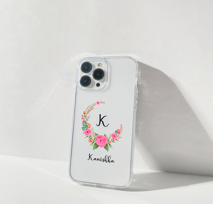 Initial Blossom Ring Custom Name Clear Silicon Soft Cover