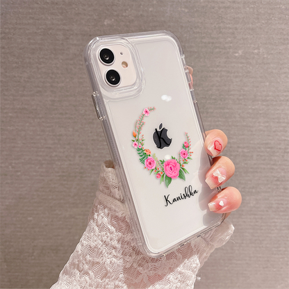 Initial Blossom Ring Custom Name Clear Silicon Soft Cover