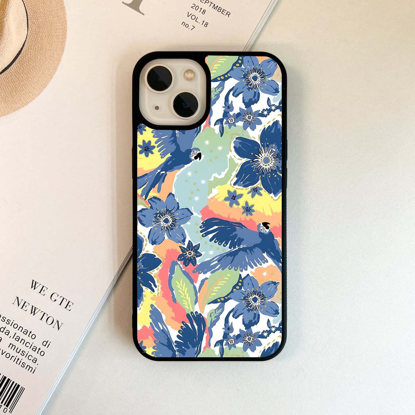 Tropical Parrot Paradise Glass Case