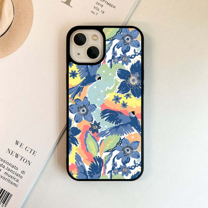 Tropical Parrot Paradise Glass Case