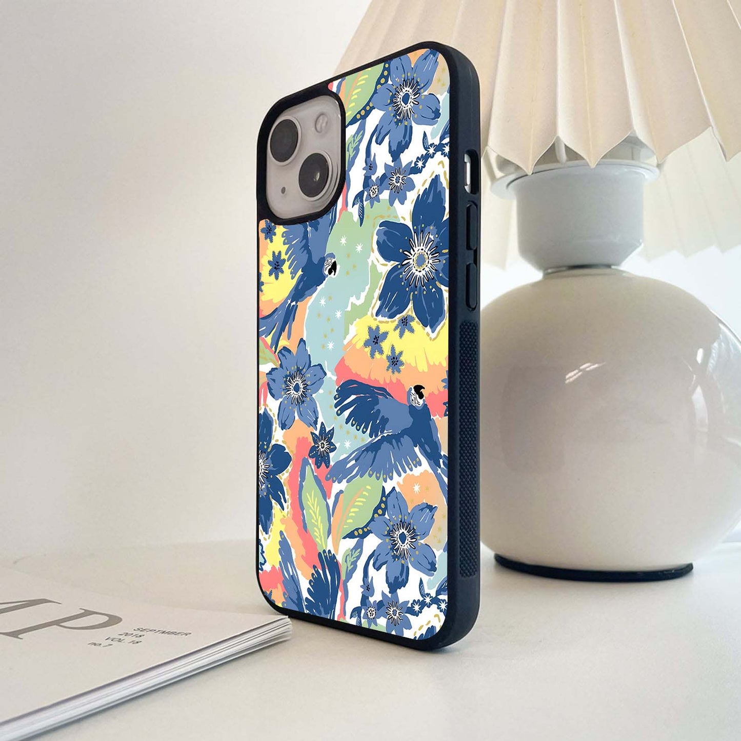 Tropical Parrot Paradise Glass Case