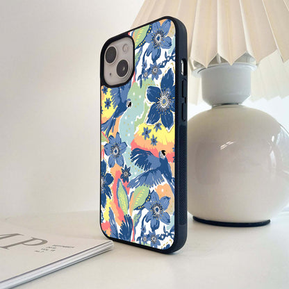 Tropical Parrot Paradise Glass Case