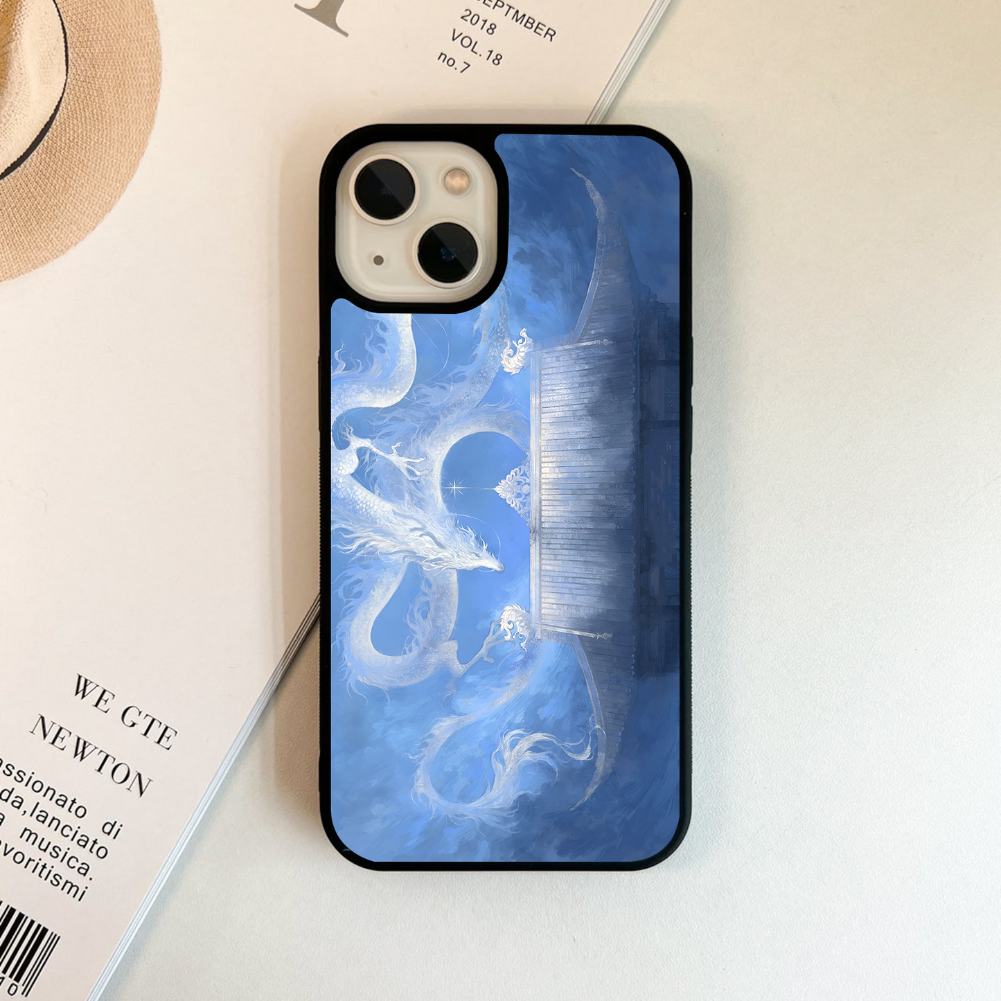 Celestial White Dragon Glass Case