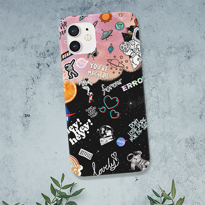 Space Love Slim Case Cover With Same Design Holder