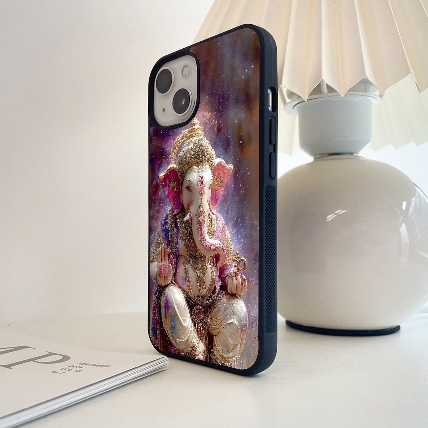 Celestial Purple Ganesha Glass Case