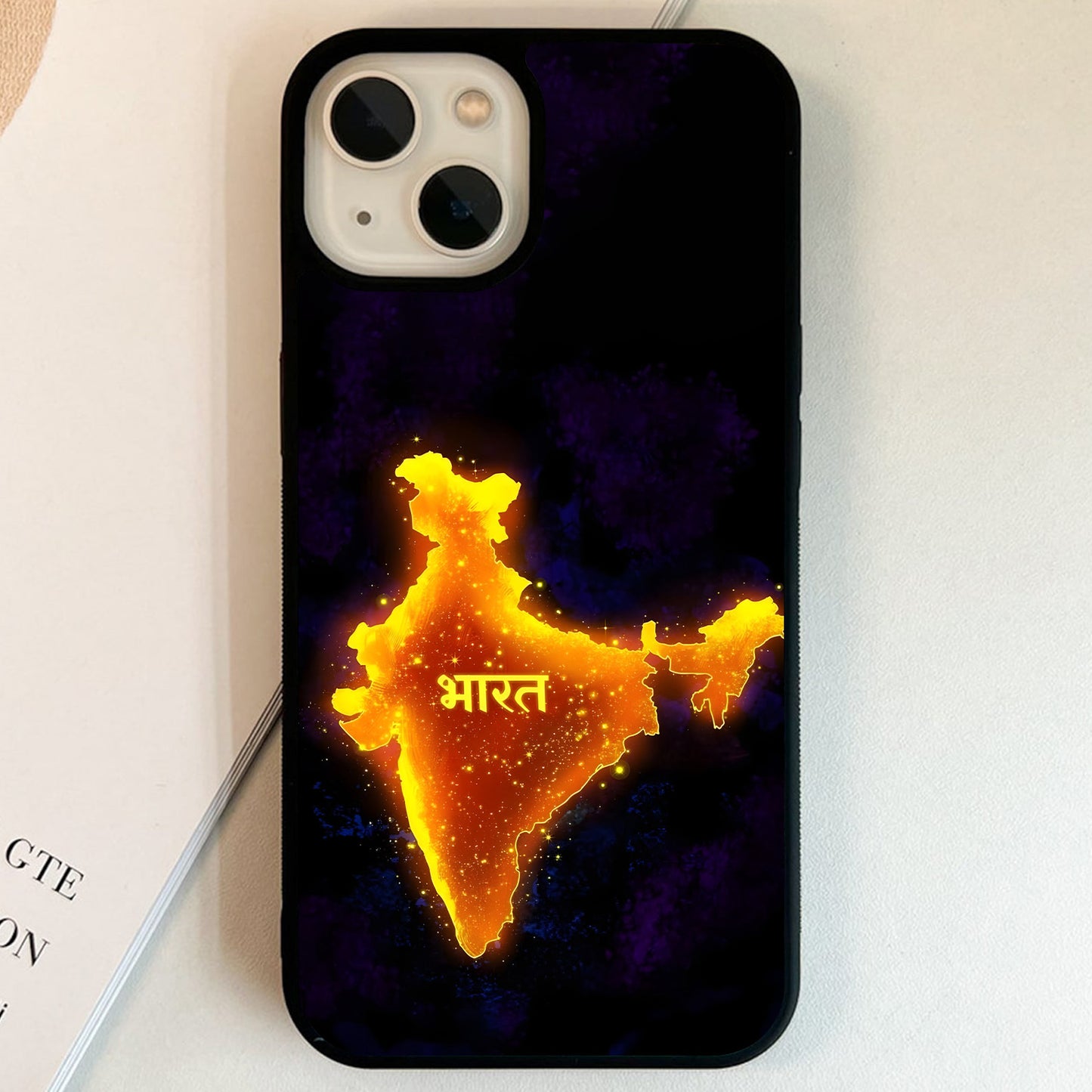 India Country Map Glass Case