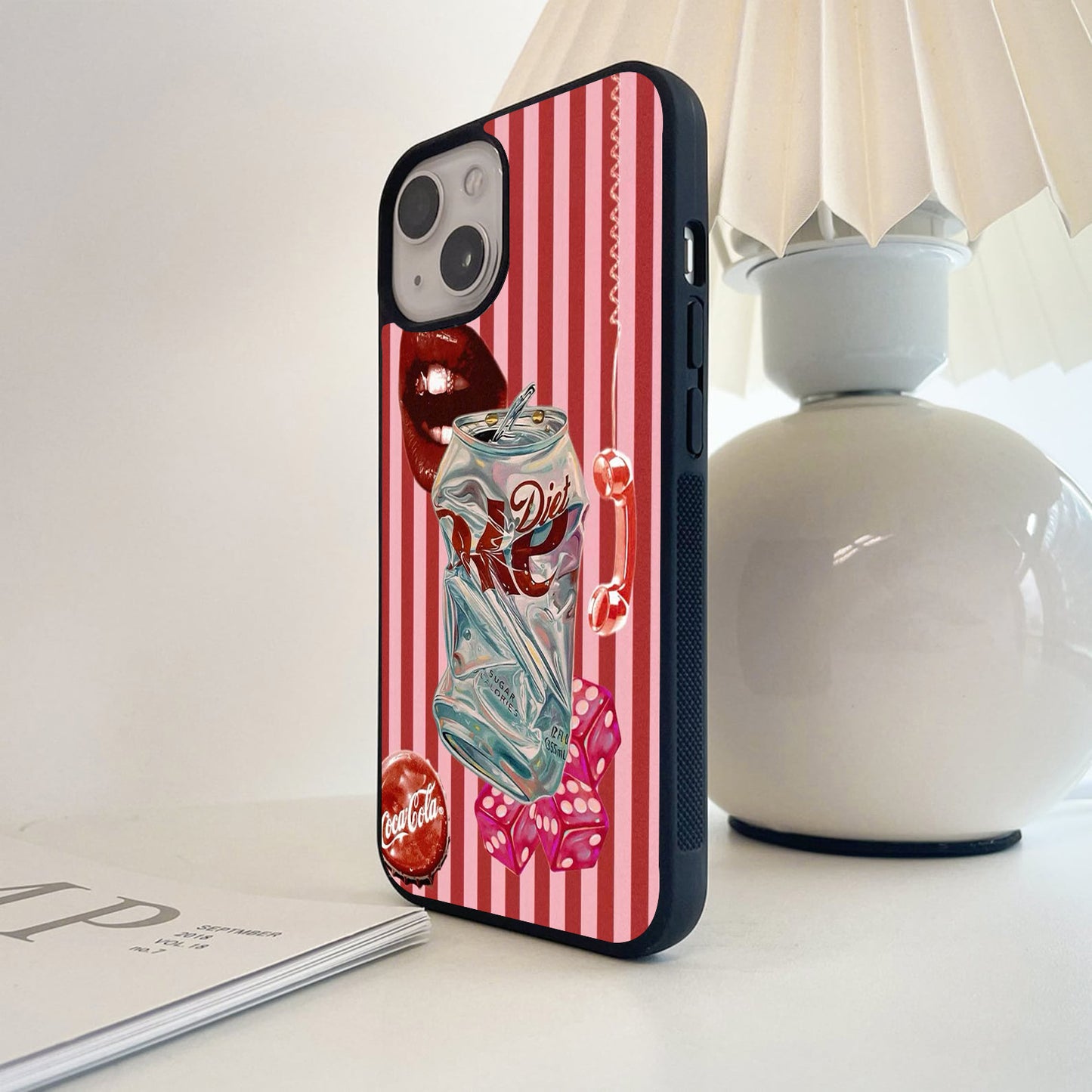 Diet Coke Pink Dice Glass Case