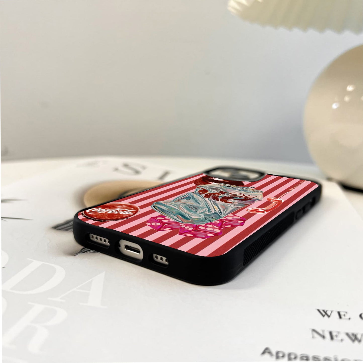 Diet Coke Pink Dice Glass Case