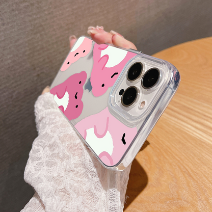 Cute Pink Teddy Pattern Clear Silicon Case Cover