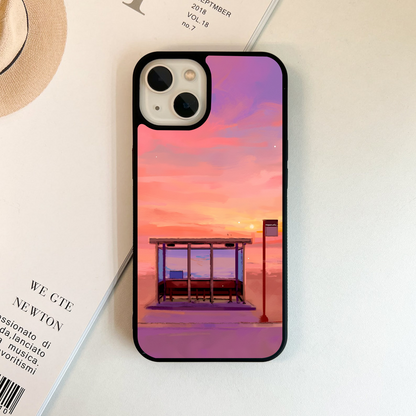 Waiting Sunset Calm Glass Case