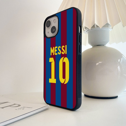 Messi 10 in Red & Blue Glass Case