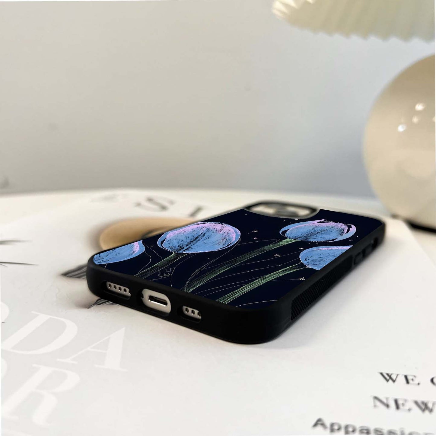 Twilight Lavender Tulips Glass Case