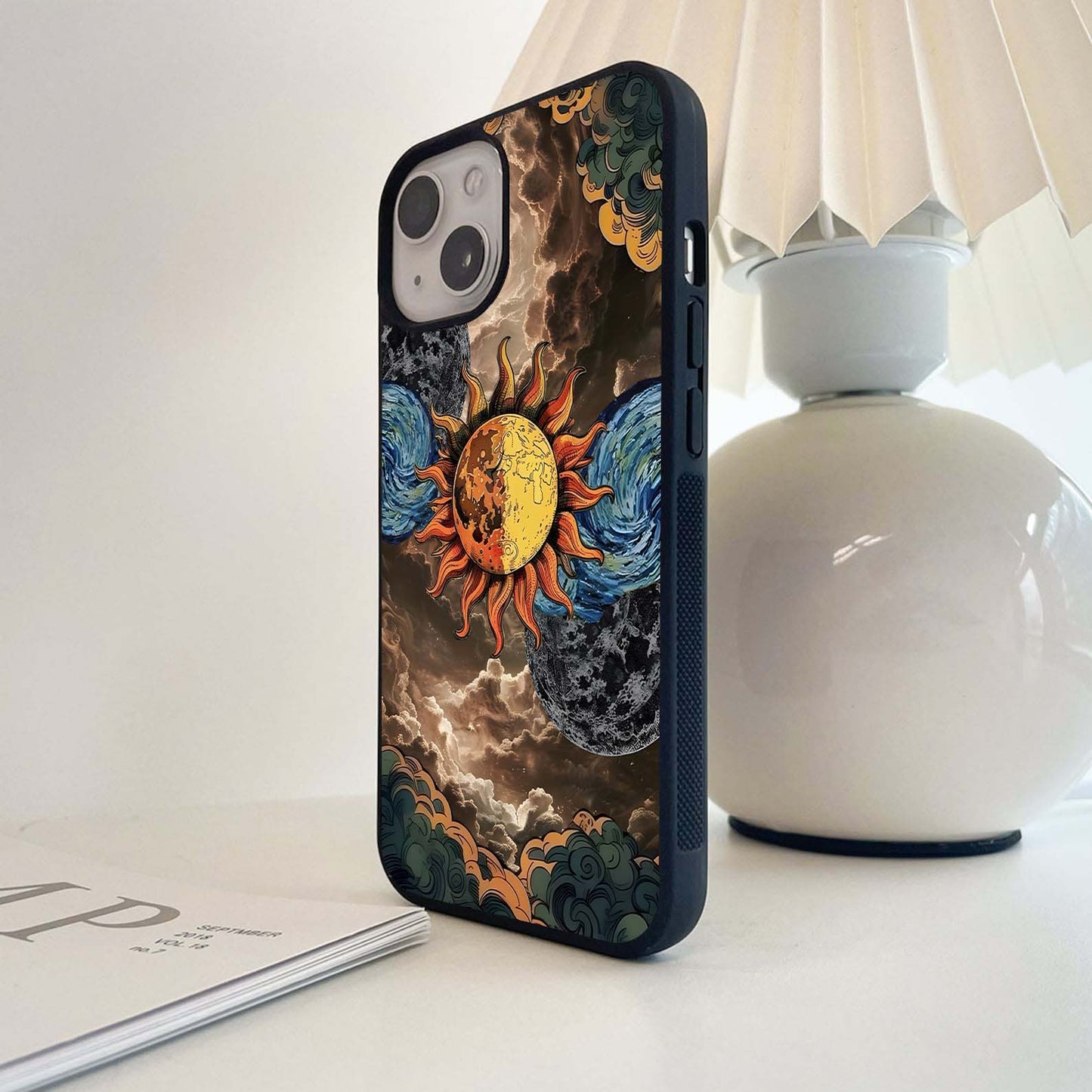 Sun Moon Stormy Sky Glass Case