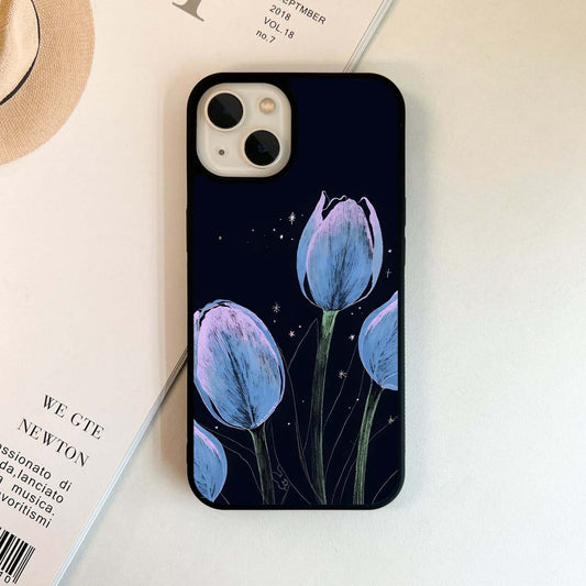 Twilight Lavender Tulips Glass Case