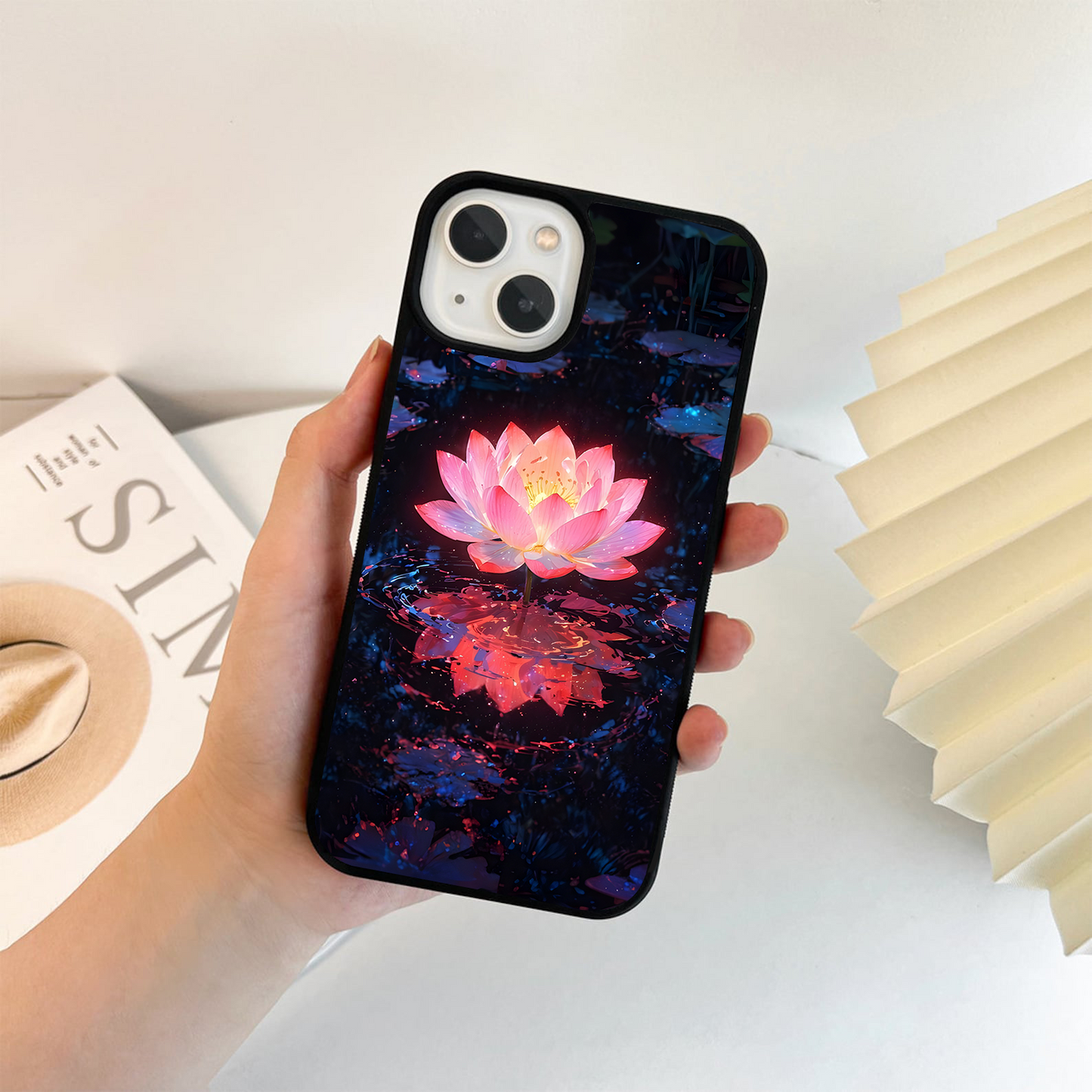 Luminous Lotus Glow Glass Case
