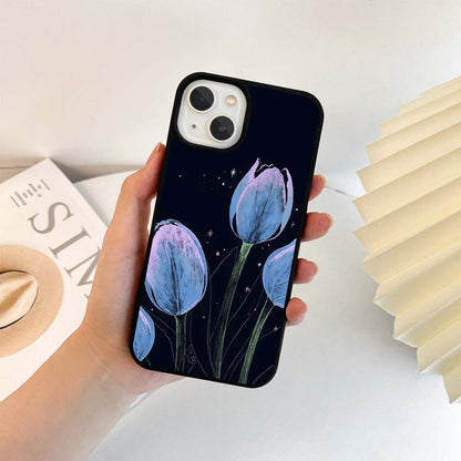 Twilight Lavender Tulips Glass Case