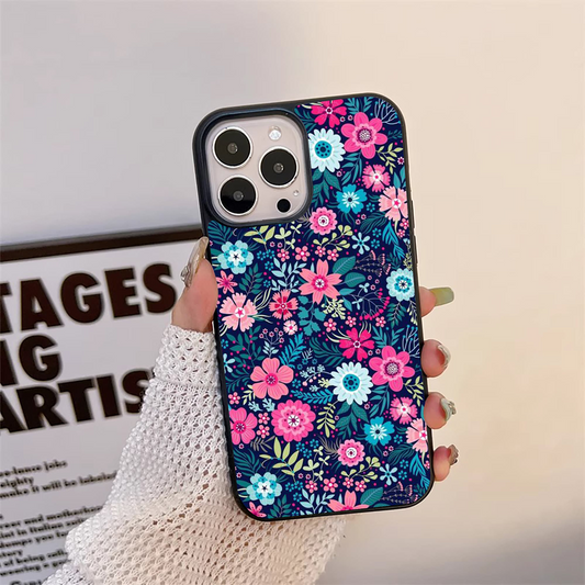 Dark Floral Flower Pattern Glass Case