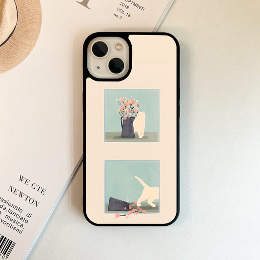 Playful Kitty Flower Glass Case