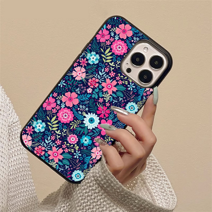 Dark Floral Flower Pattern Glass Case