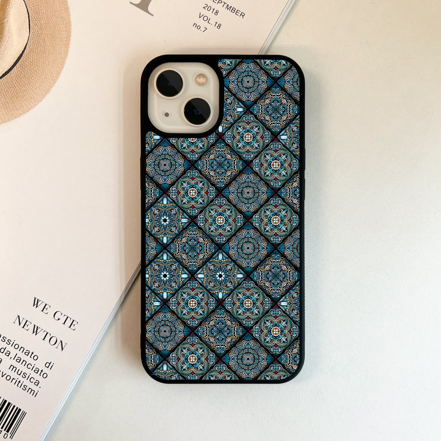 Ornate Blue Pattern Glass Case