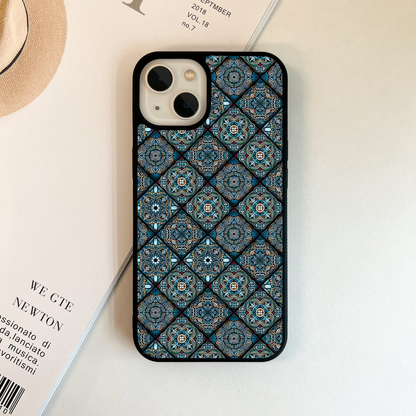 Ornate Blue Pattern Glass Case