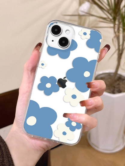 Small Blue And White Flower Clear Silicon Cover