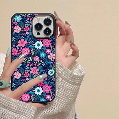 Dark Floral Flower Pattern Glass Case