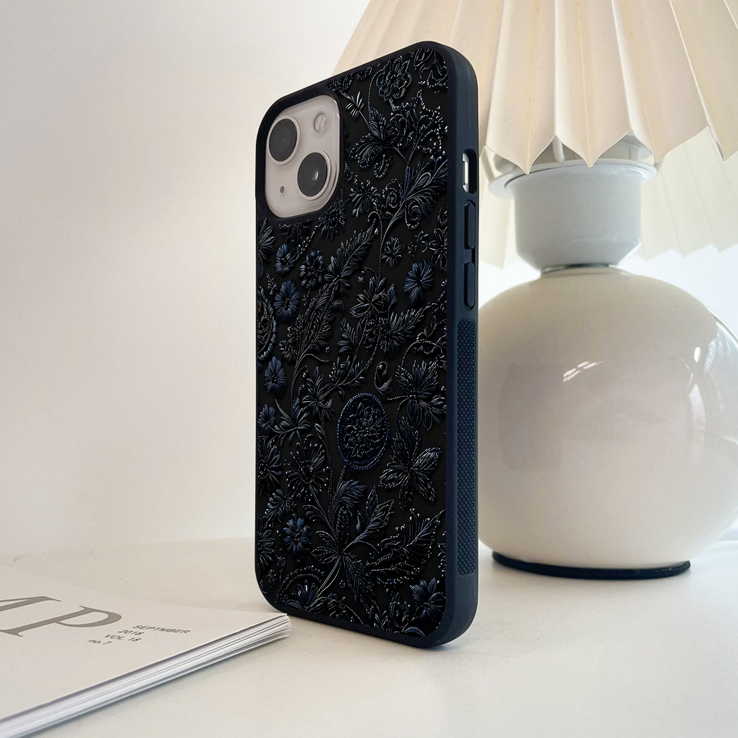 Midnight Bloom Elegance Glass Case