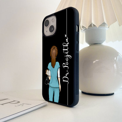 Doctor Pattern Custom Name Glass Case