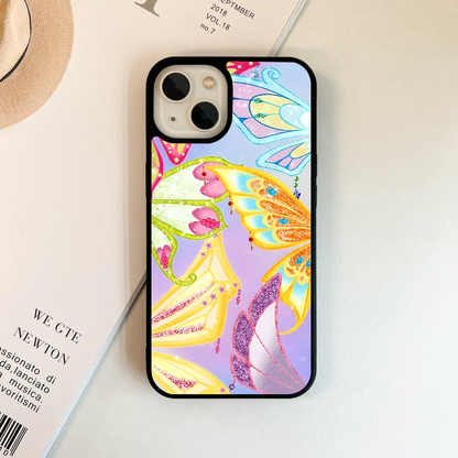 Butterfly Glitter Wings Glass Case