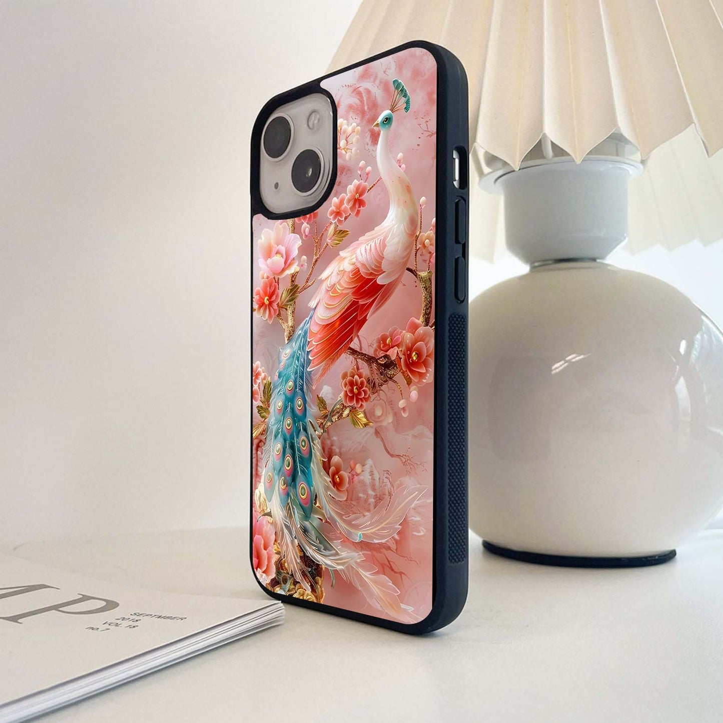 Blush Peacock Elegance Glass Case