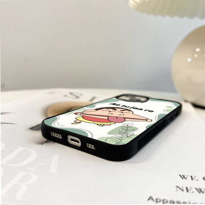 Shinchan Funny Face Glass Case