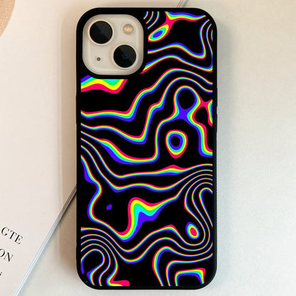 Psychedelic Rainbow Waves Glass Case